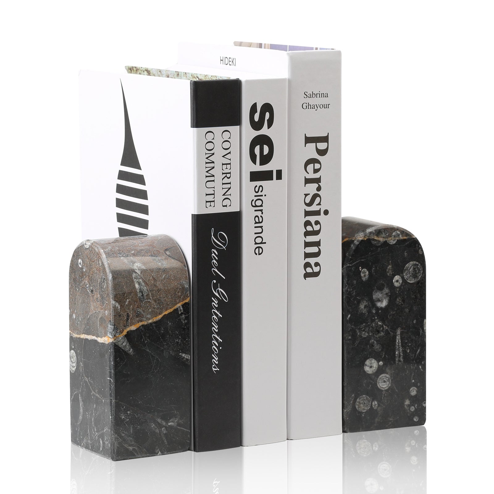 Triumphal Arch Bookends Medium - Granite (Black Fossil