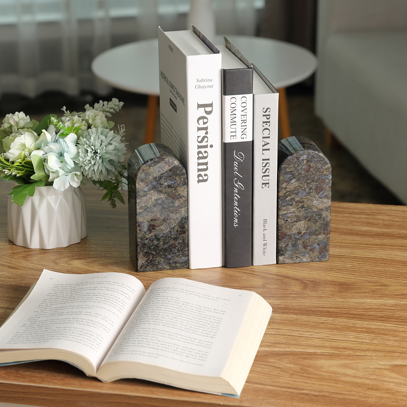 Triumphal Arch Bookends Medium - Granite (Butterfly Blue)