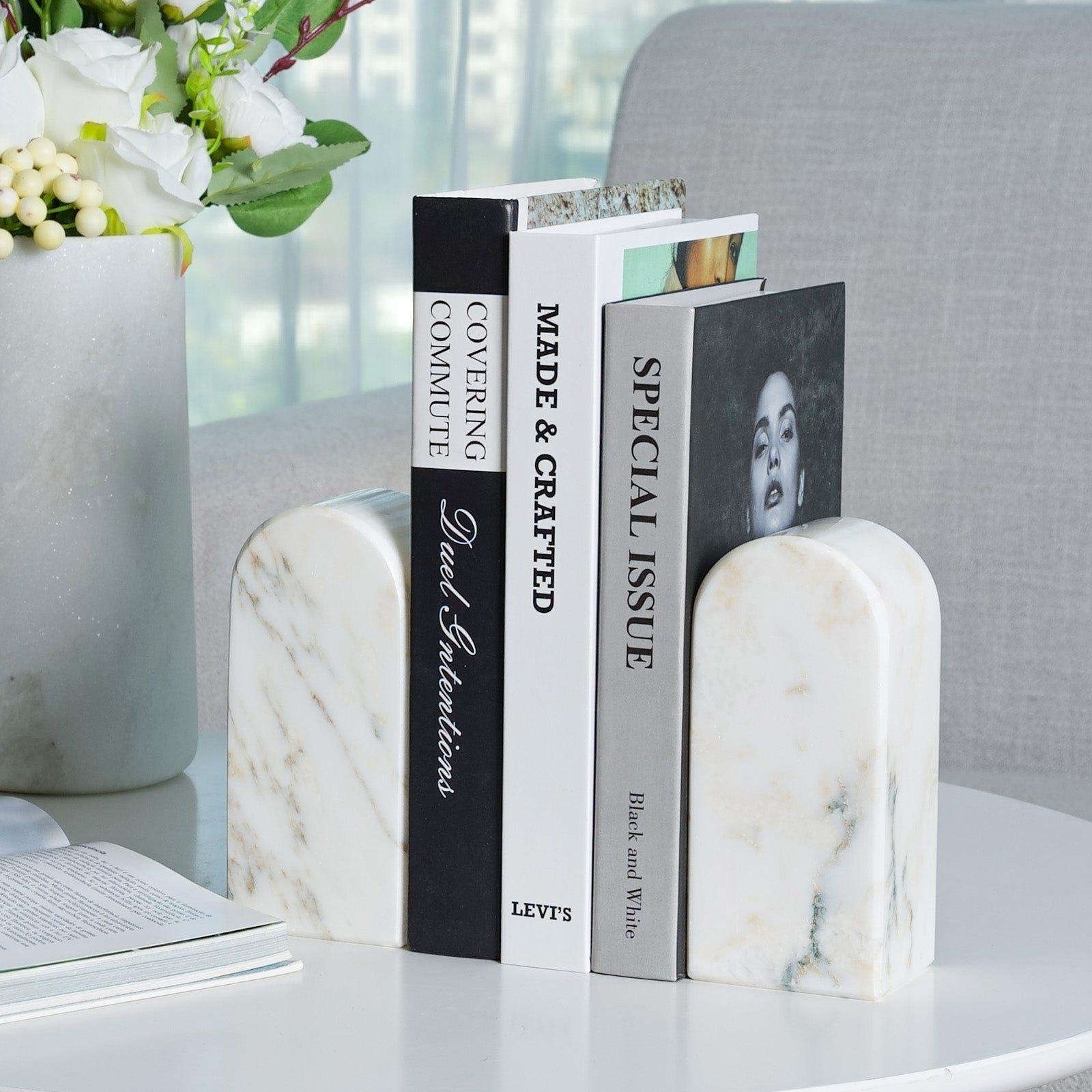 Triumphal Arch Bookends Medium - Marble (Oriental Calacatta)
