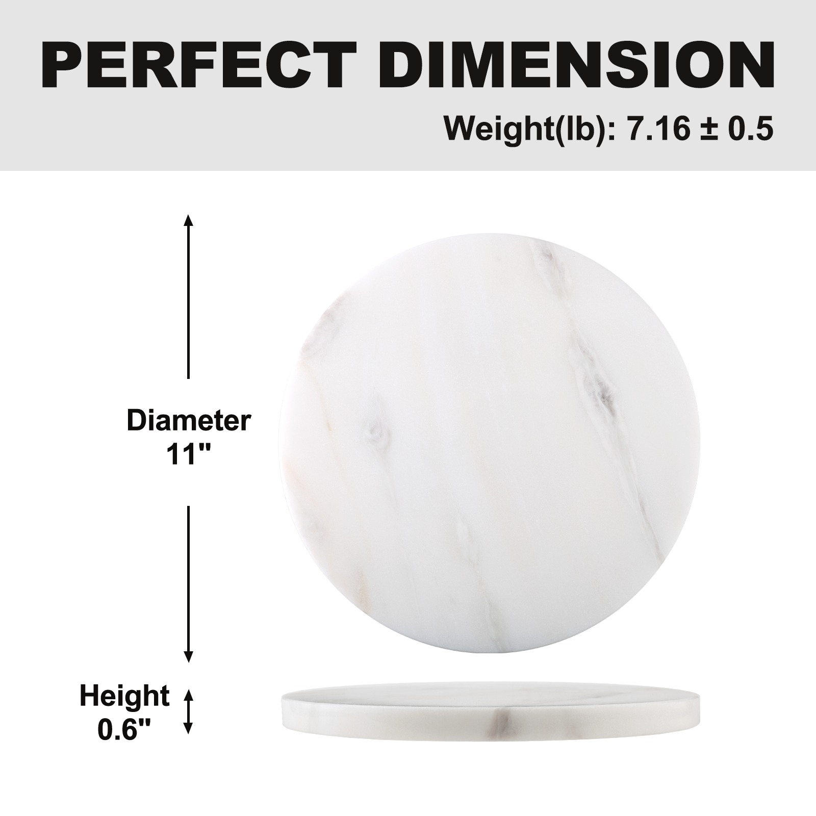 Koville Natural Marble Round Pastry Board-Namib Bianco