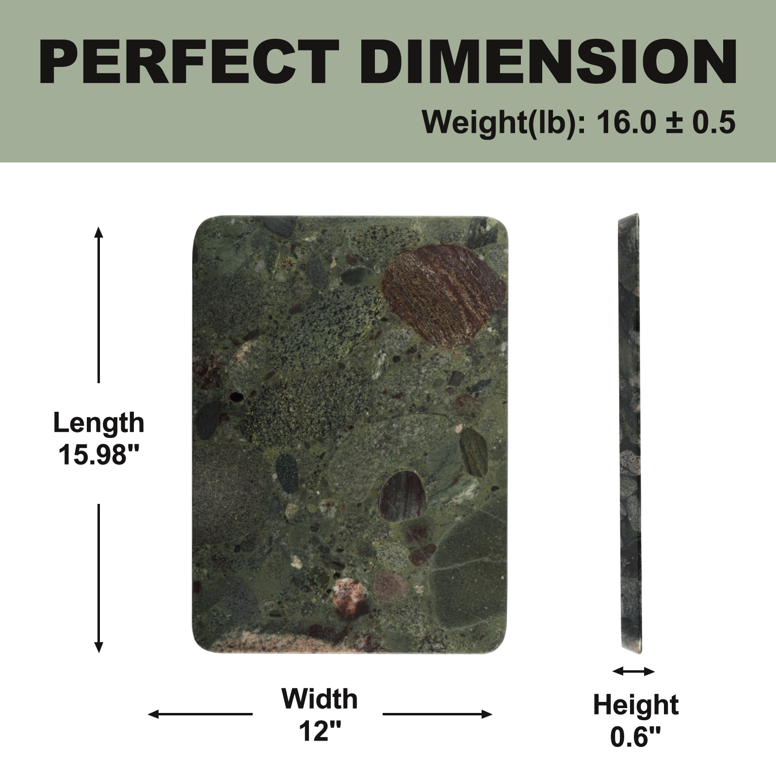 Koville Natural Granite Rectangle Pastry Board-Twister Green