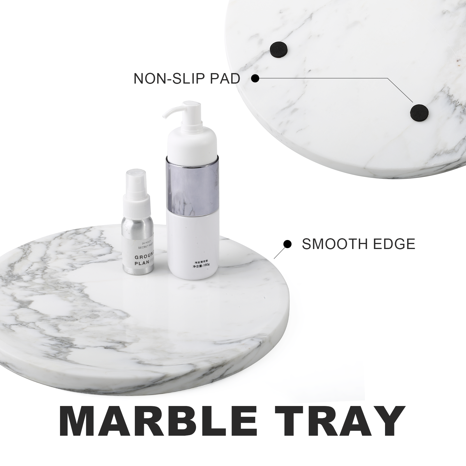 Round Serving Tray - Marble (Statuario)
