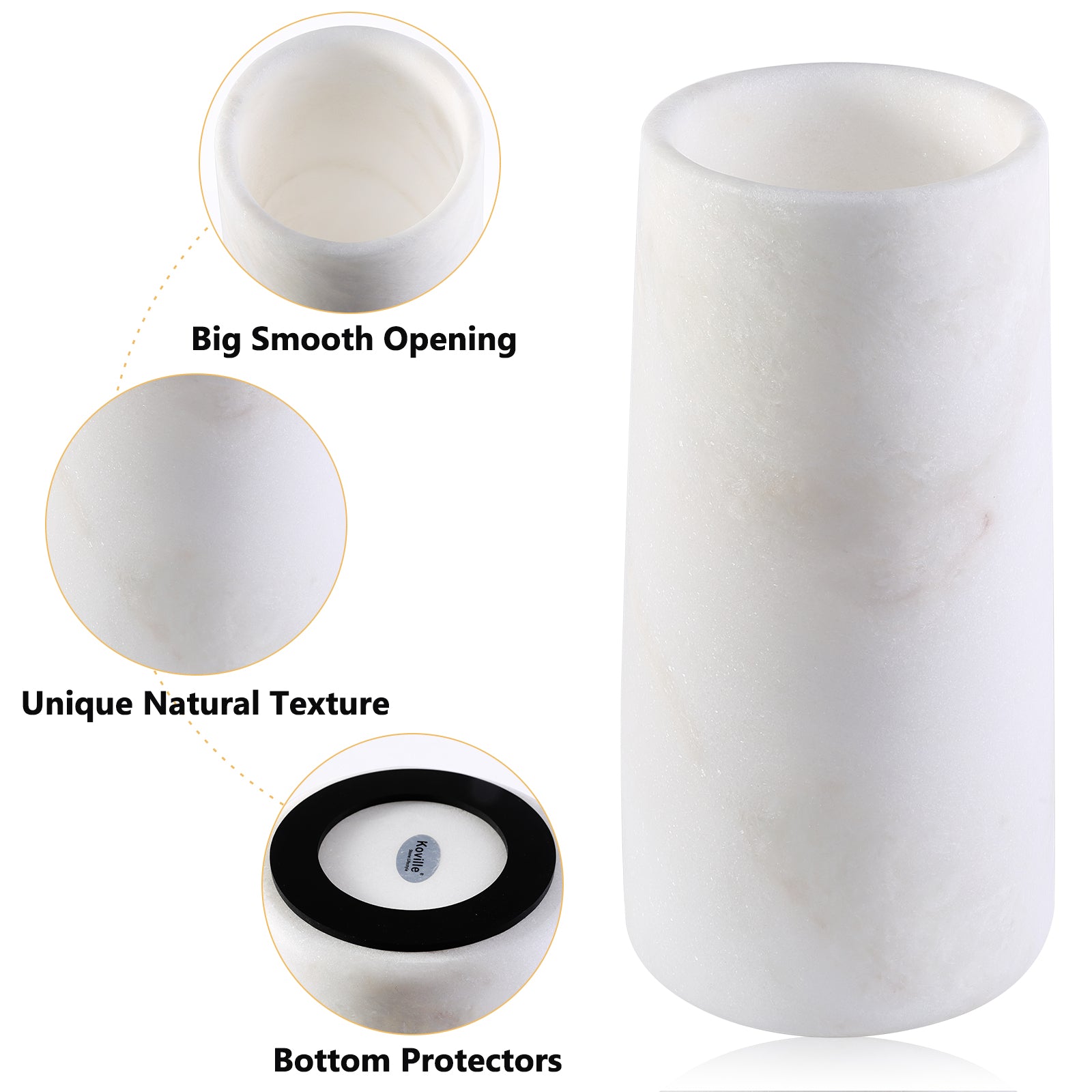 Koville Natural Marble Vase 3.77", Cylindrical-Namib Bianco