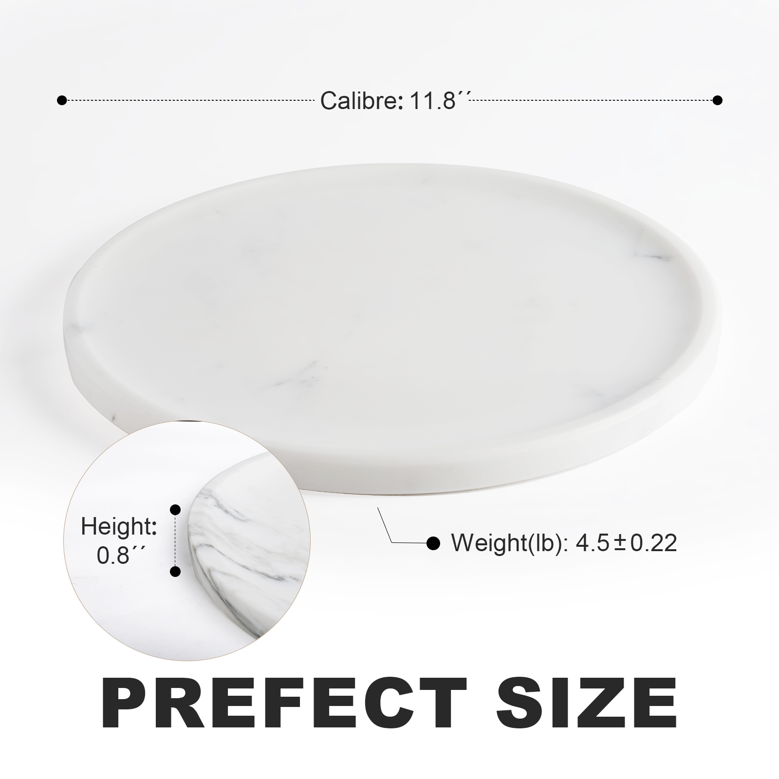 Round Serving Tray - Marble (Statuario)