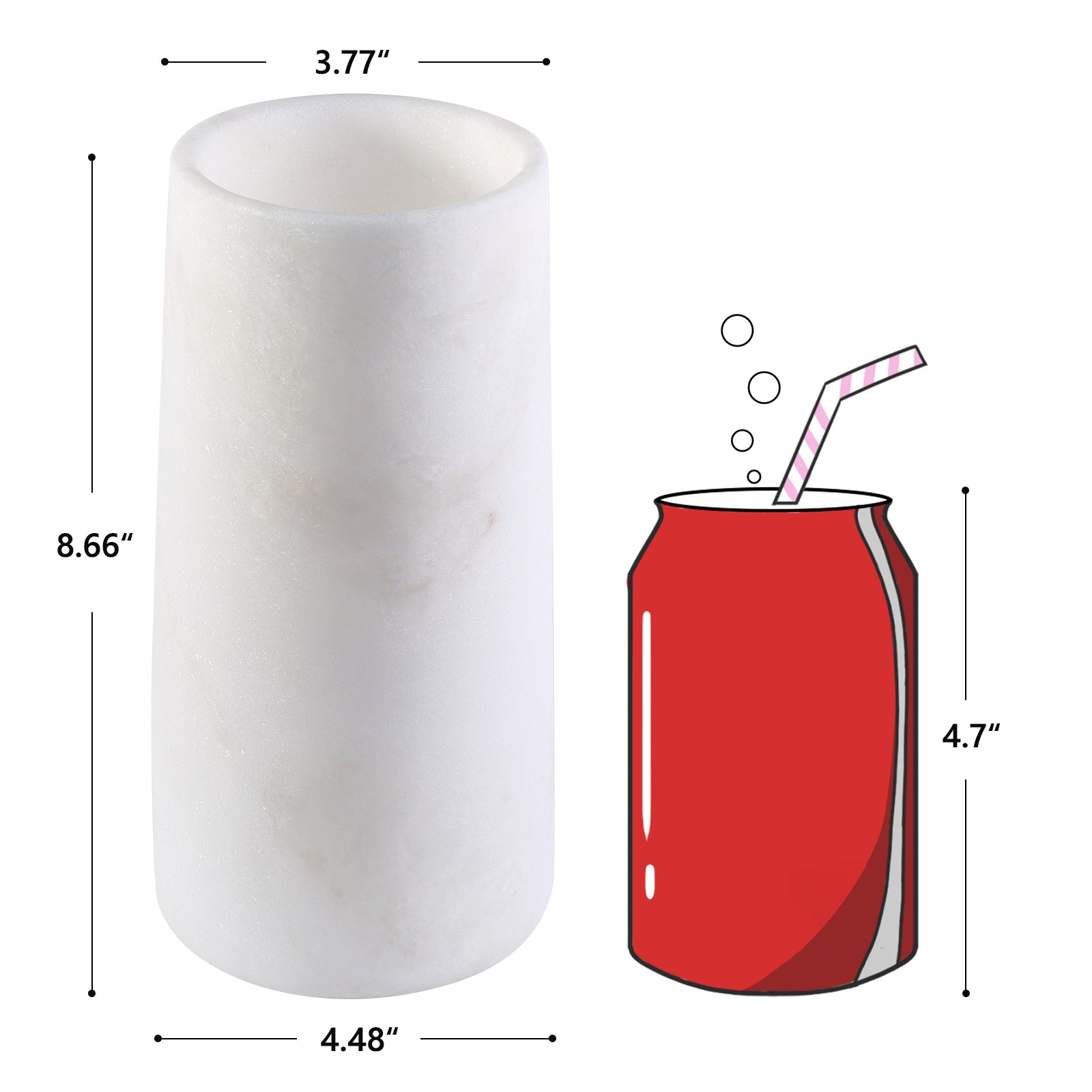 Koville Natural Marble Vase 3.77", Cylindrical-Namib Bianco
