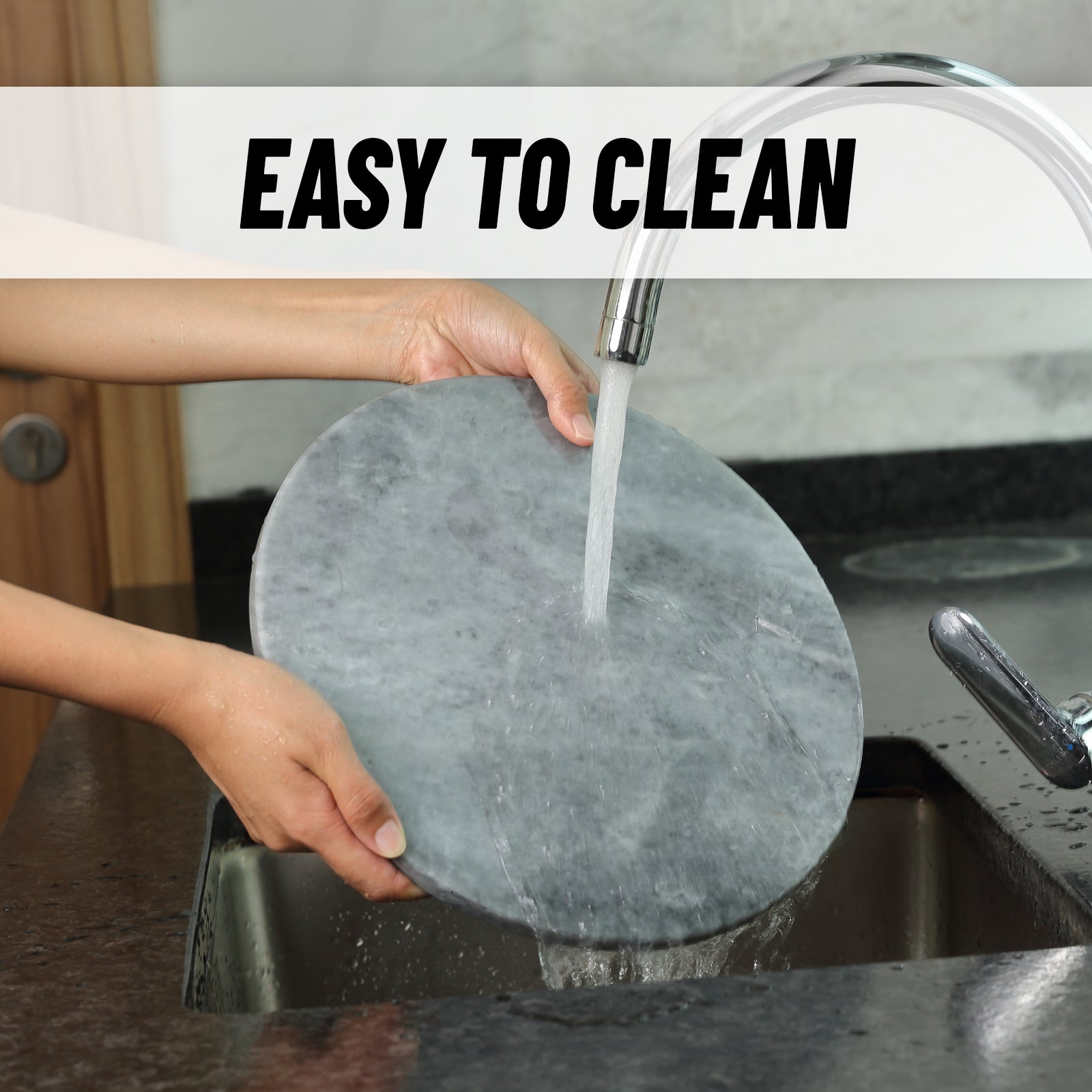 Round Pastry Board - Marble (Rhino Grey)