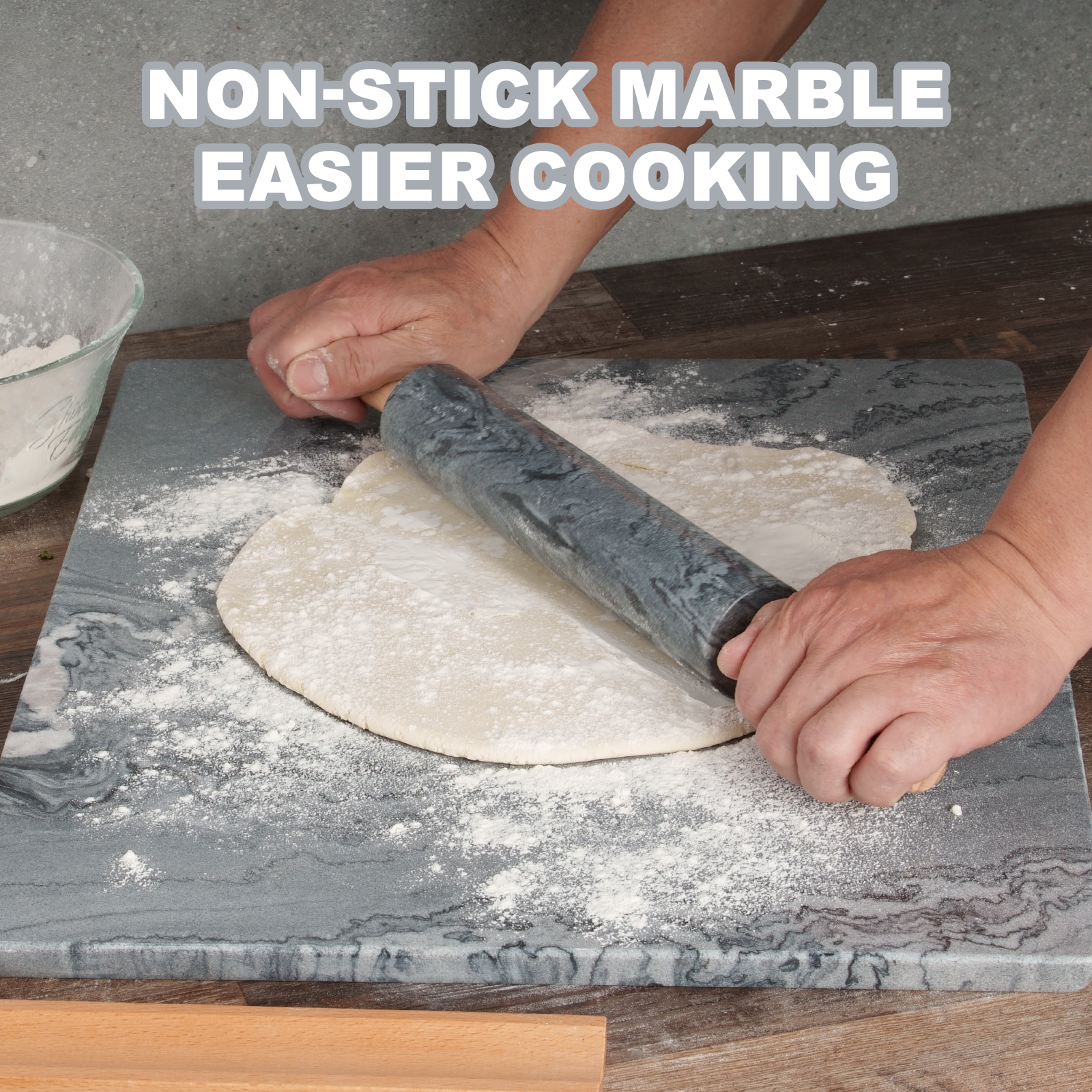 Koville Natural Marble Rectangle Pastry Board-Monte Grigio