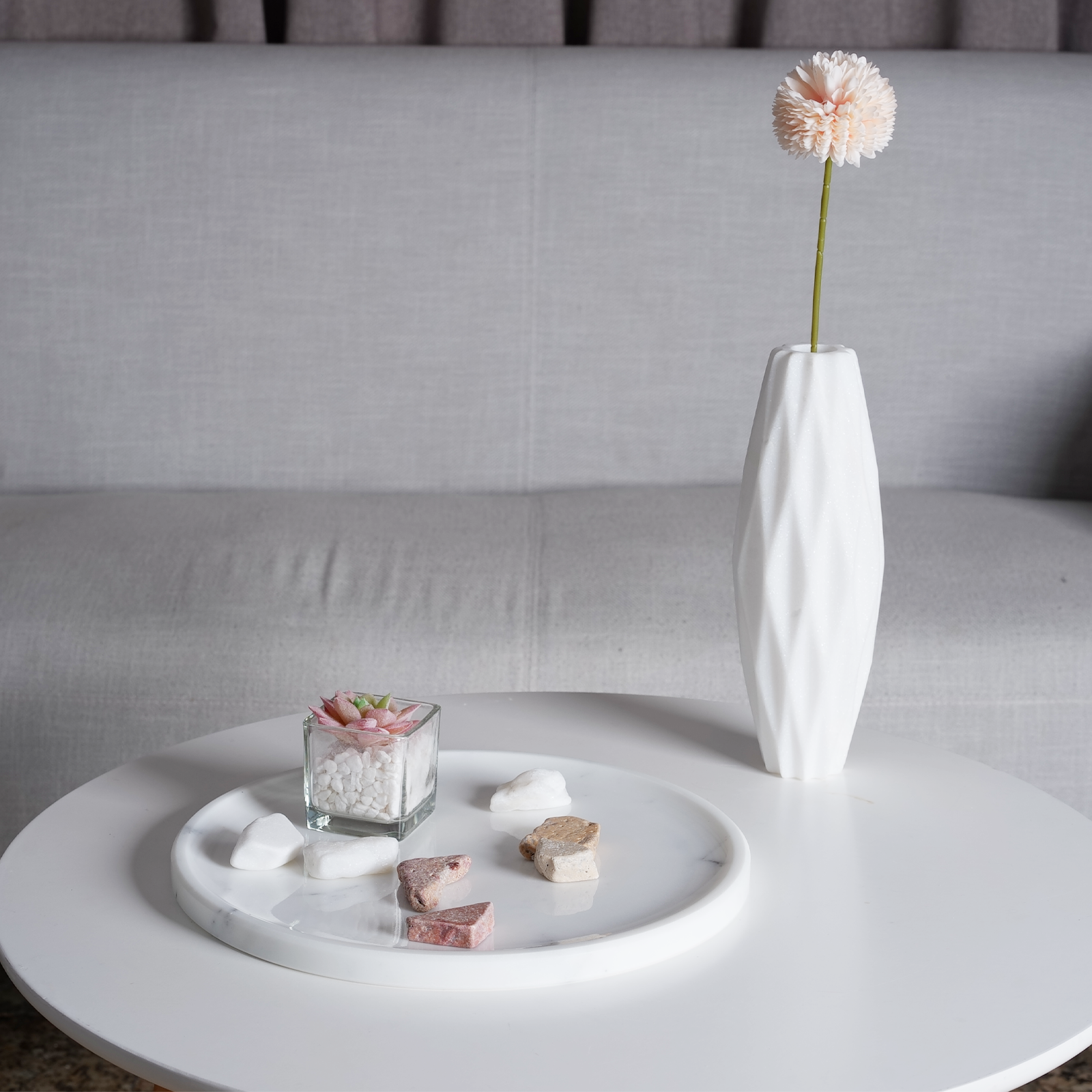 Round Serving Tray - Marble (Statuario)