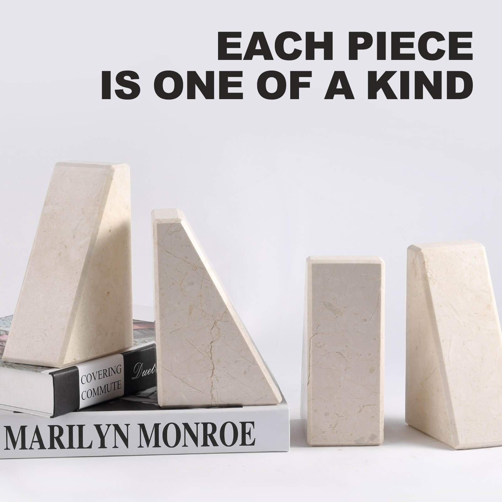 Koville-7lbs-Trapezoid-Marble-Bookends-Crema-Beige-Book-Holders