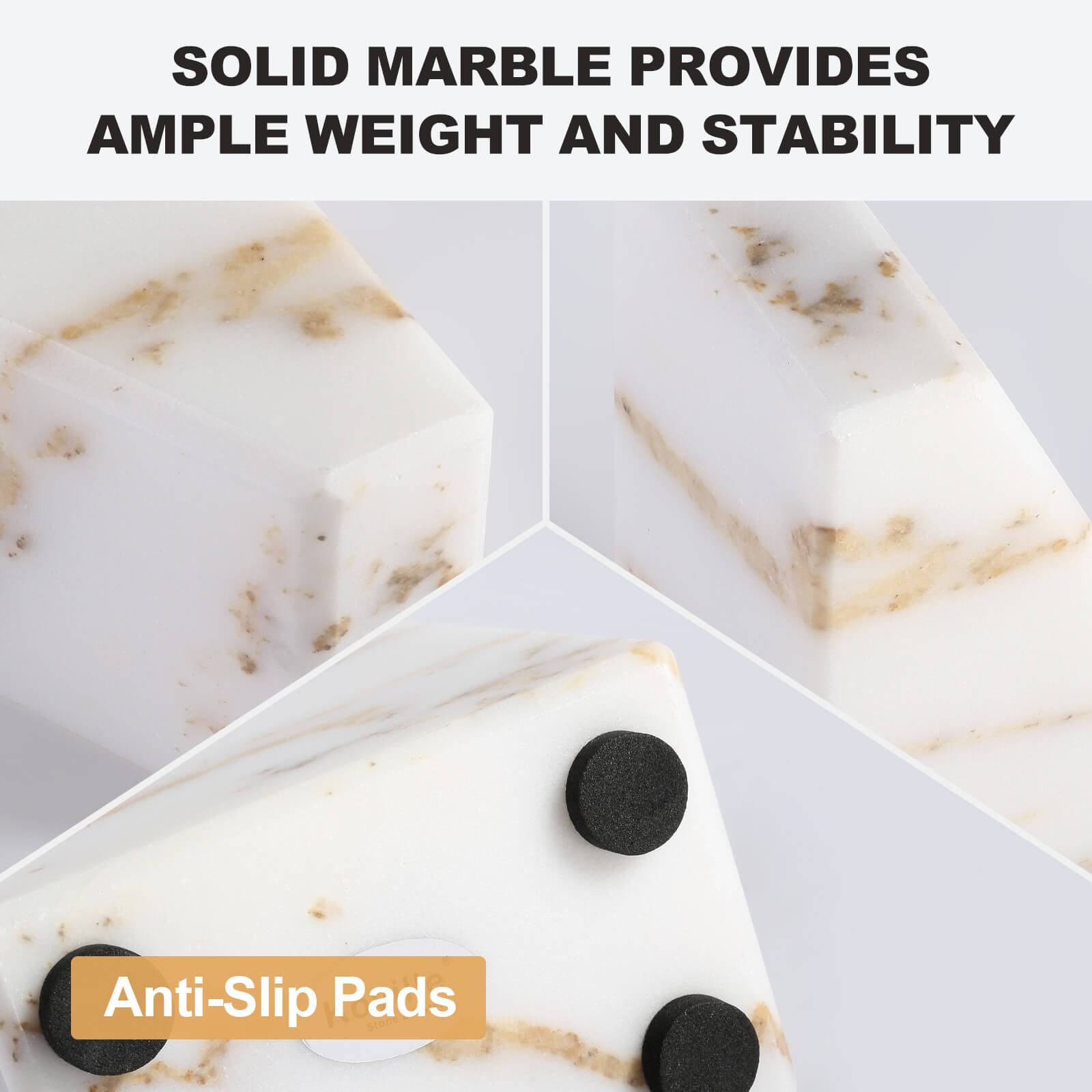 Trapezoid Bookends - Marble (Golden Calacatta)