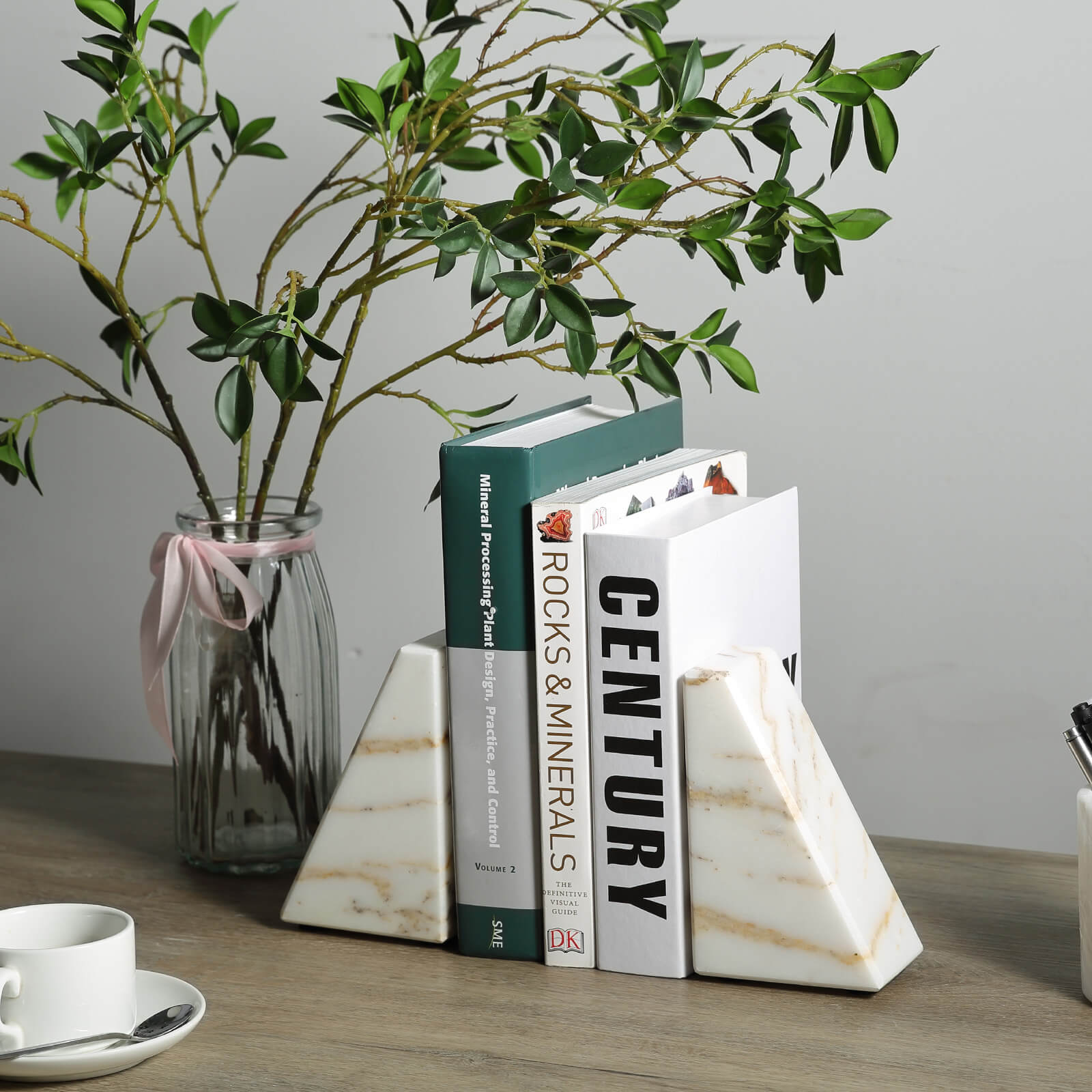 Trapezoid Bookends - Marble (Golden Calacatta)