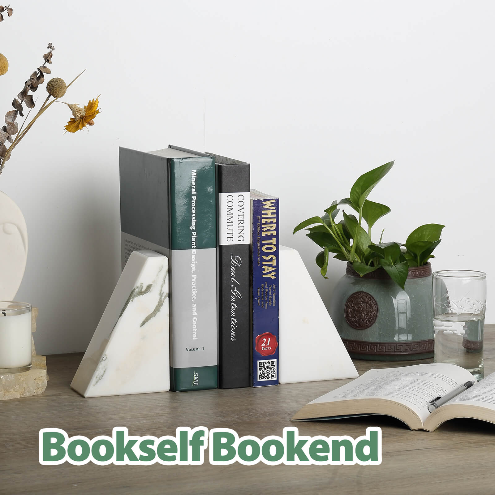 Koville-7lbs-Trapezoid-Marble-Bookends-Oriental-Calacatta-Book-Holders_