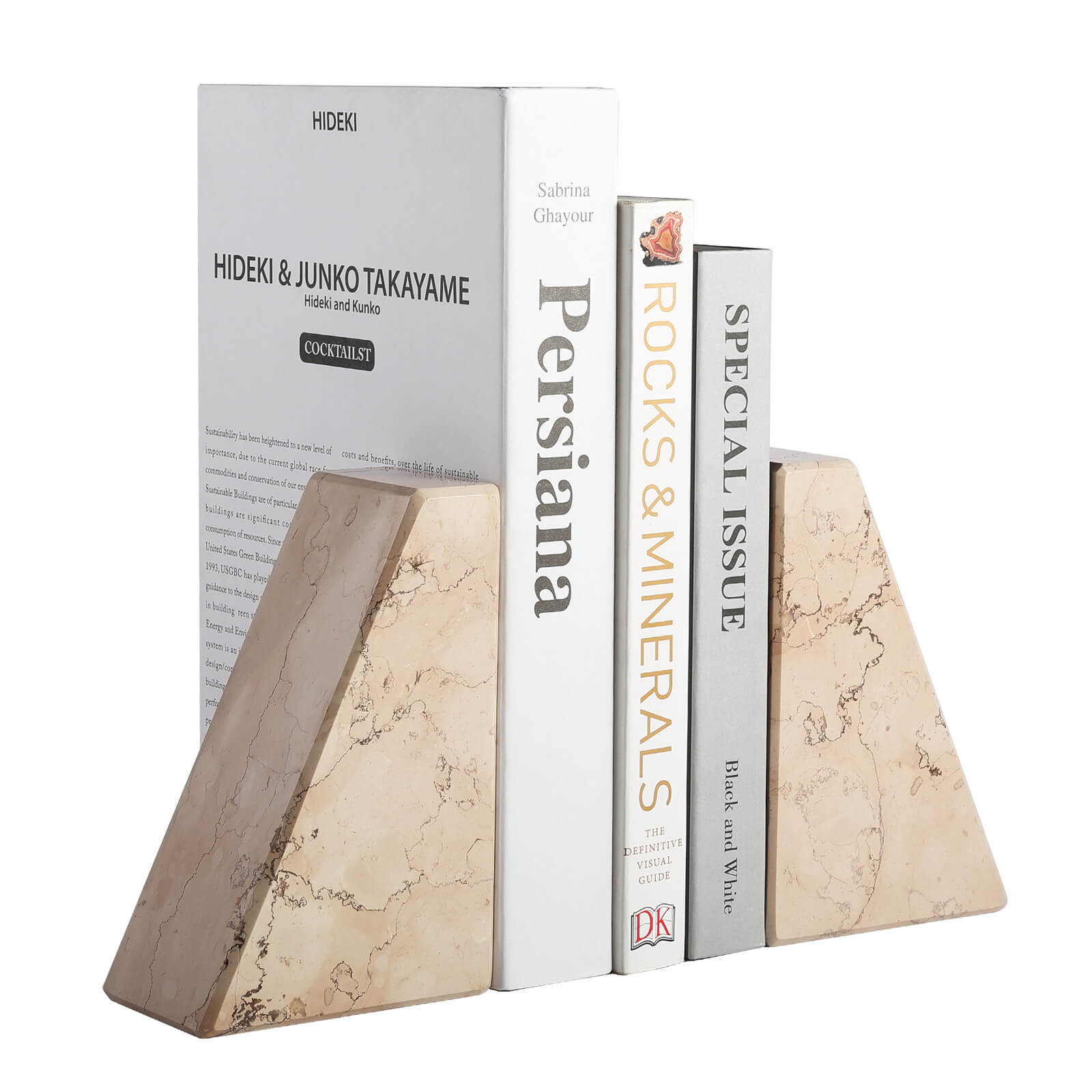 Trapezoid Bookends - Marble (Perlino Rosato)