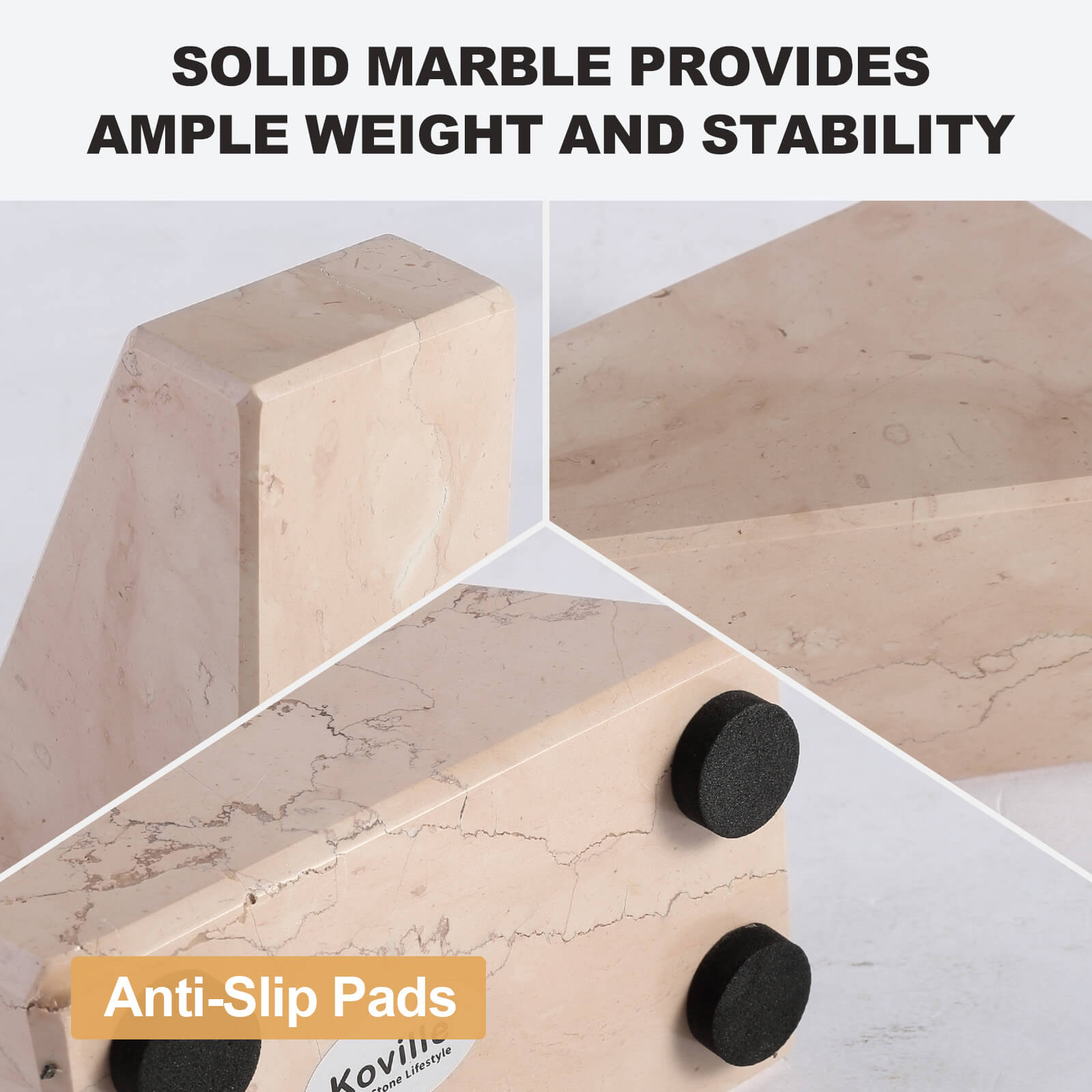 Trapezoid Bookends - Marble (Perlino Rosato)