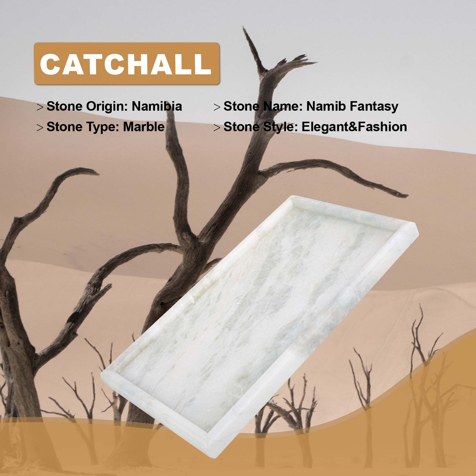 Koville-Rectangular-Marble-Tray-Namib-Fantasy-12x8-Decor-for-Bathroom