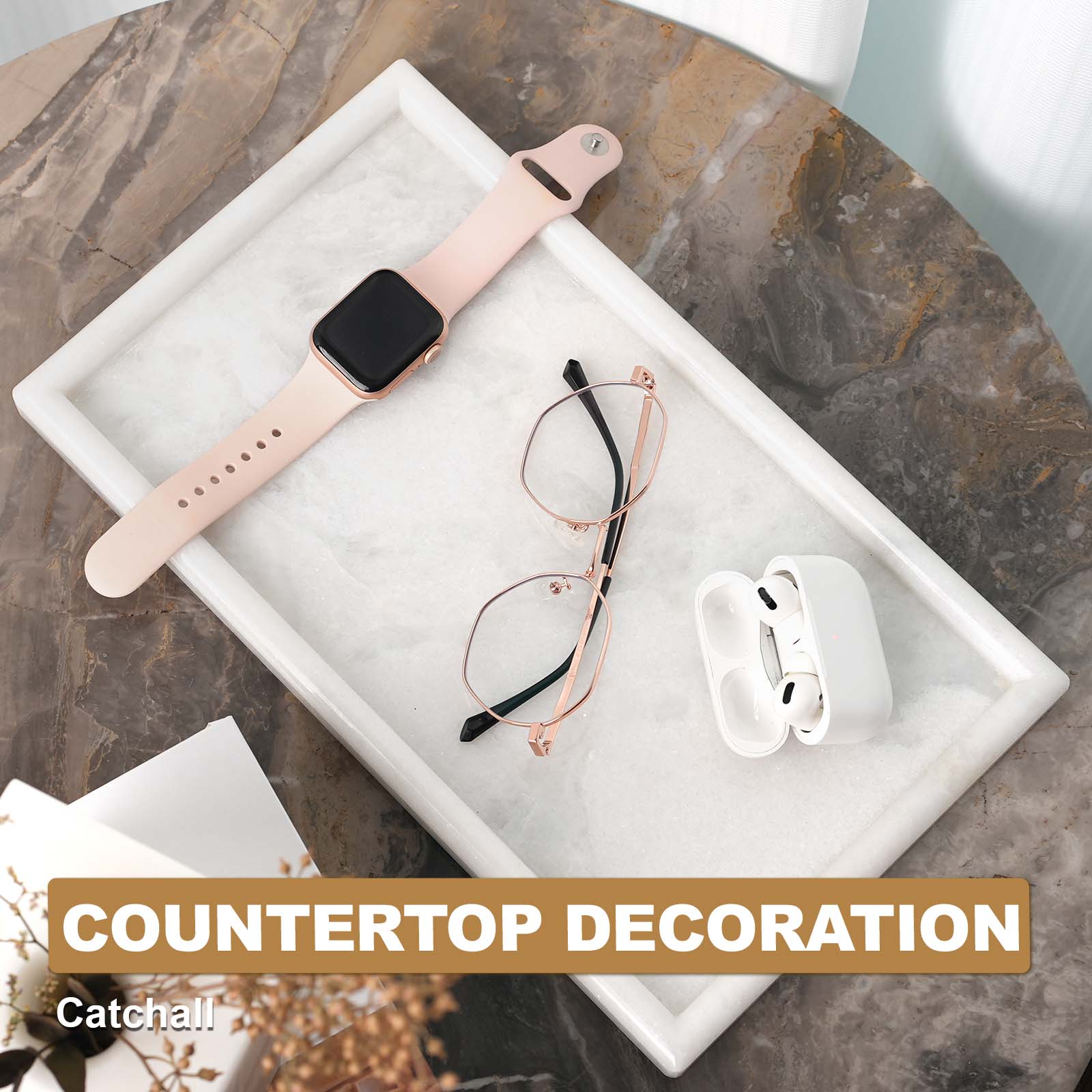 Koville-Rectangular-Marble-Tray-Namib-Fantasy-12x8-Decor-for-Bathroom