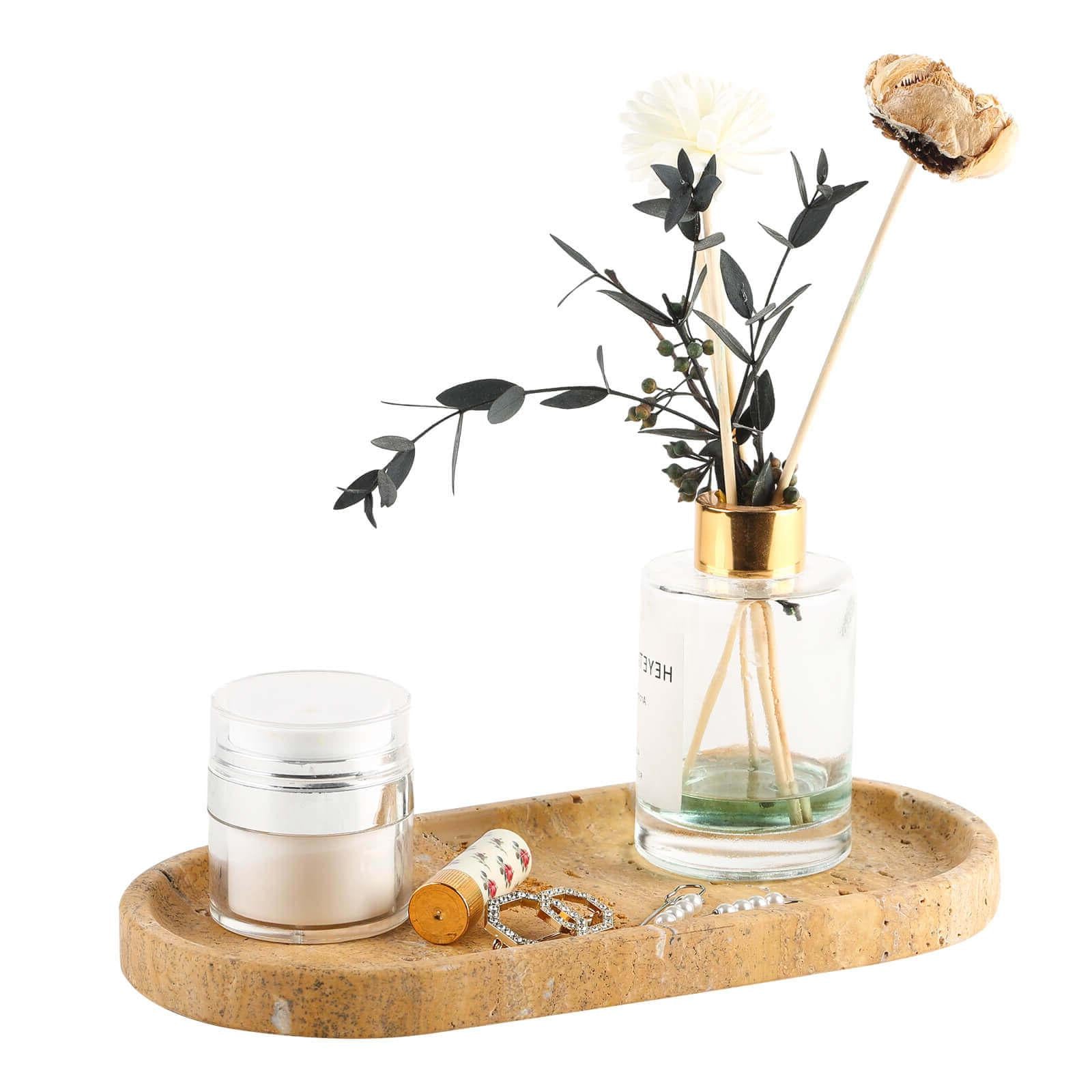 Koville-Travertine-Oval-Tray-9.8-Decorative-Vanity-Tray-Golden-Travertine