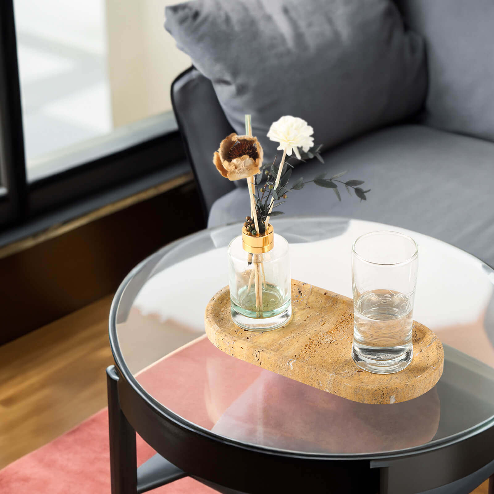 Koville-Travertine-Oval-Tray-9.8-Decorative-Vanity-Tray-Golden-Travertine