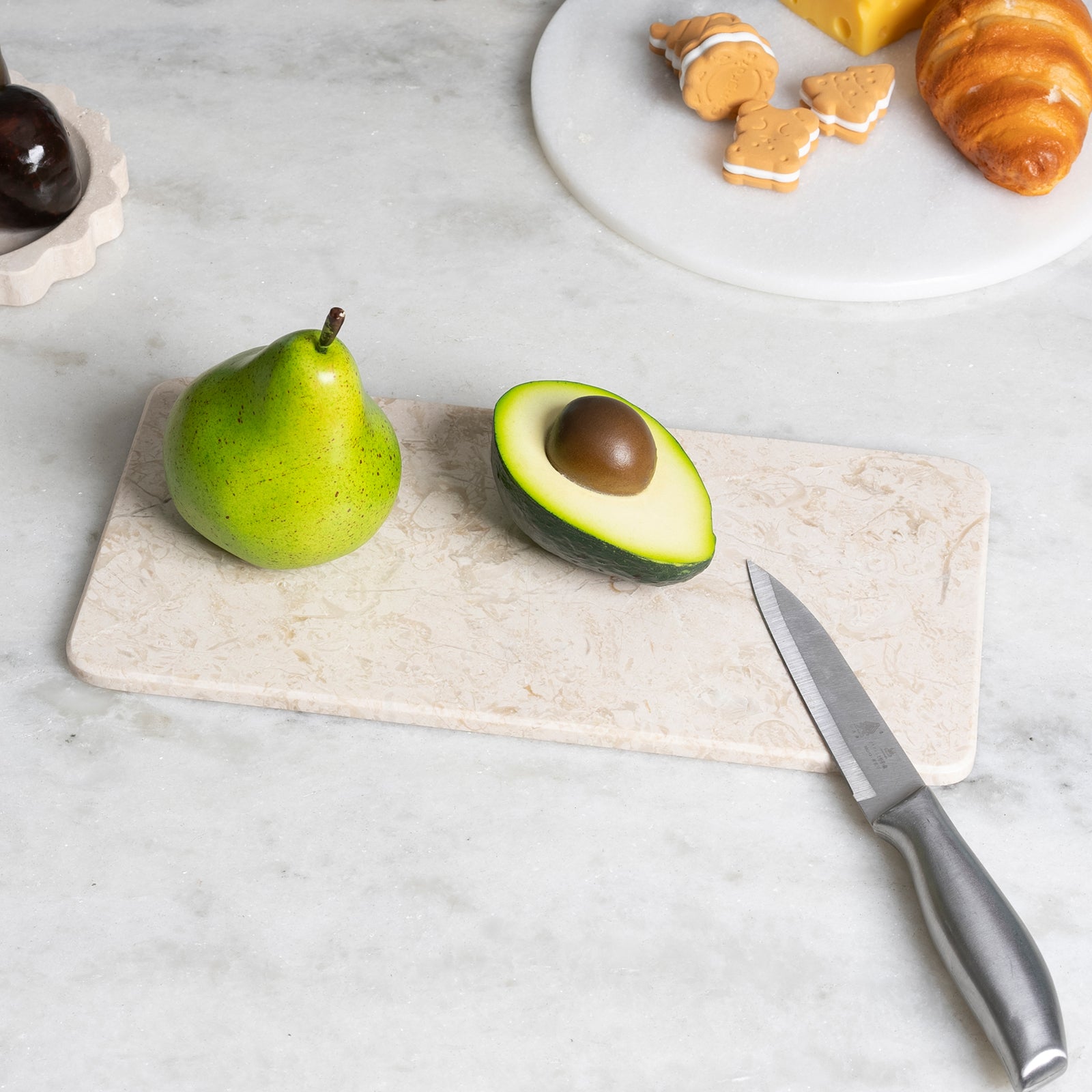 Rectangular Plate 2 Pcs - Marble (Crema Beige)