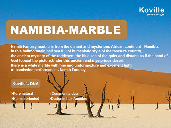 Koville Natural Marble Rolling Pin with Wooden Base Holder,18.11 inch-Namib Fantasy