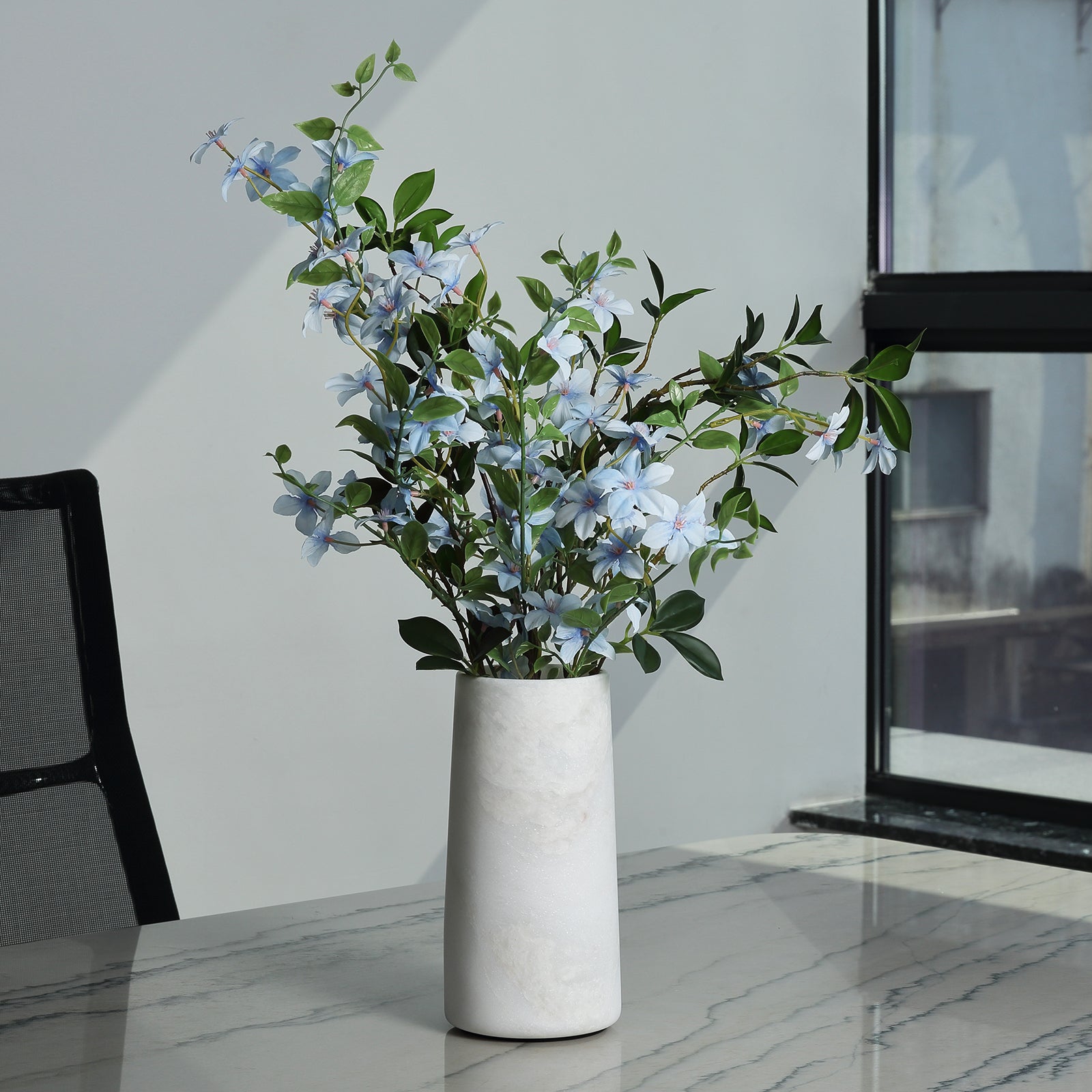 Koville Natural Marble Vase 3.77", Cylindrical-Namib Bianco