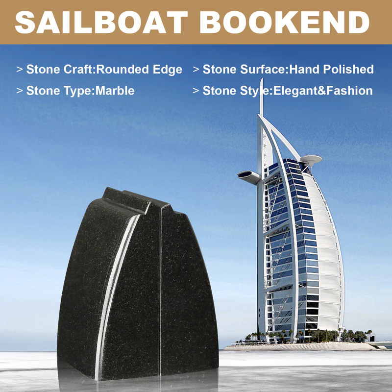 Sailboat Bookends - Granite (Zimbabwe Black)
