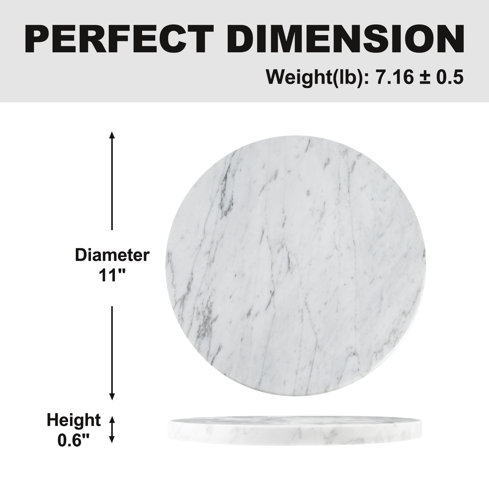 Round Pastry Board - Marble (Bianco Carrara)
