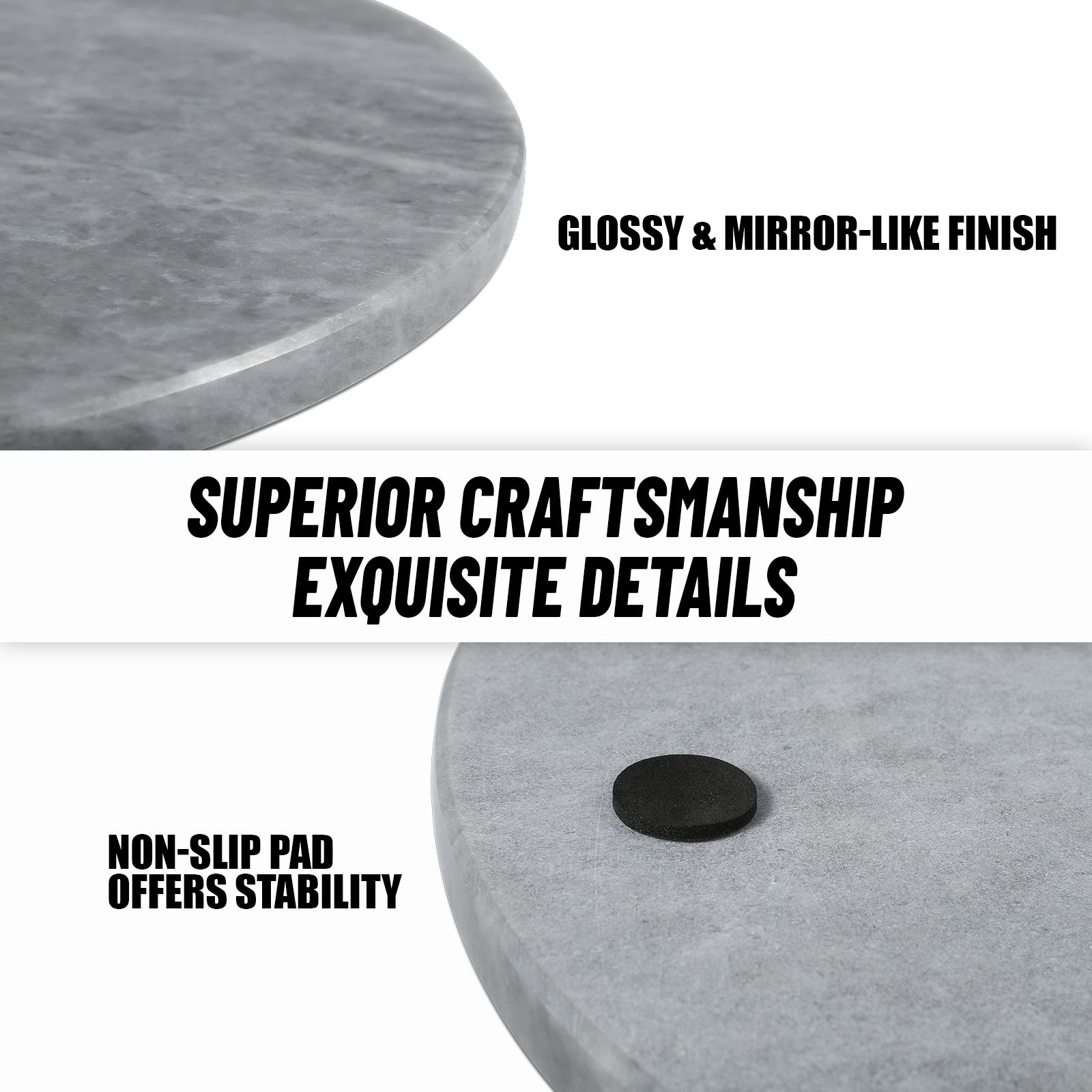Round Pastry Board - Marble (Rhino Grey)