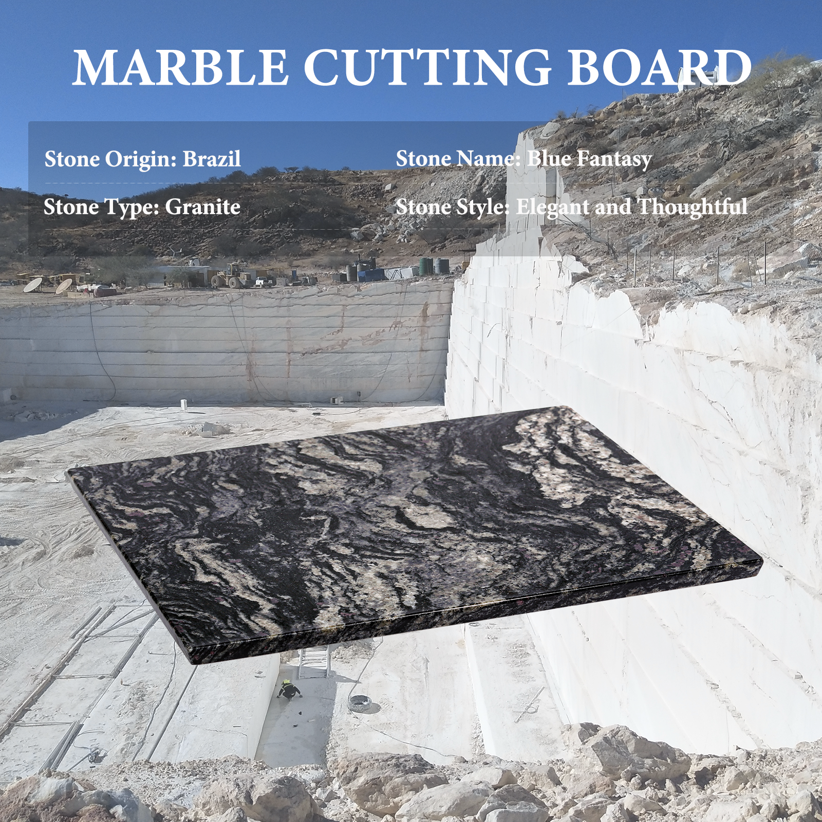 Rectangle Pastry Board - Blue Fantasy