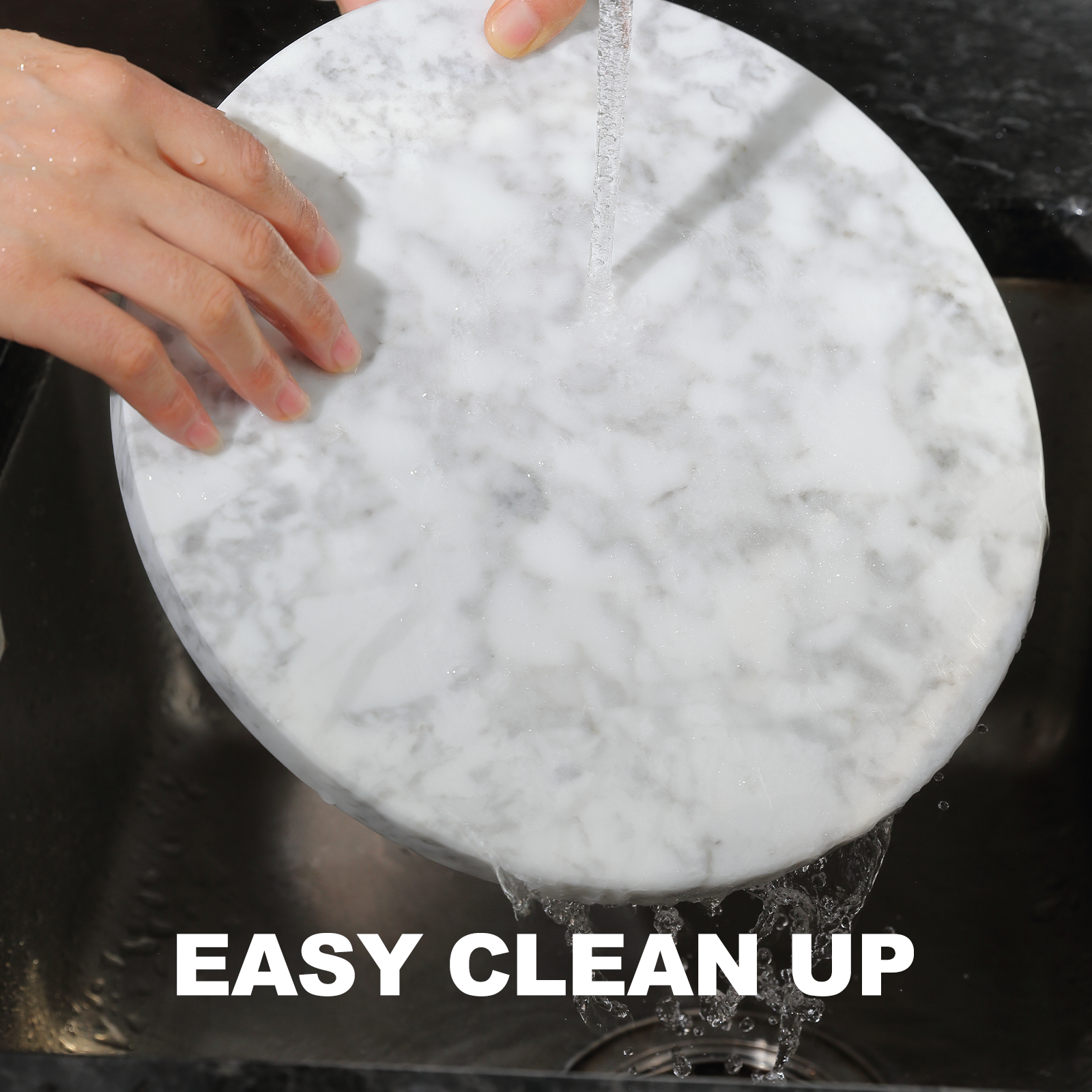Round Pastry Board - Marble (Bianco Carrara)