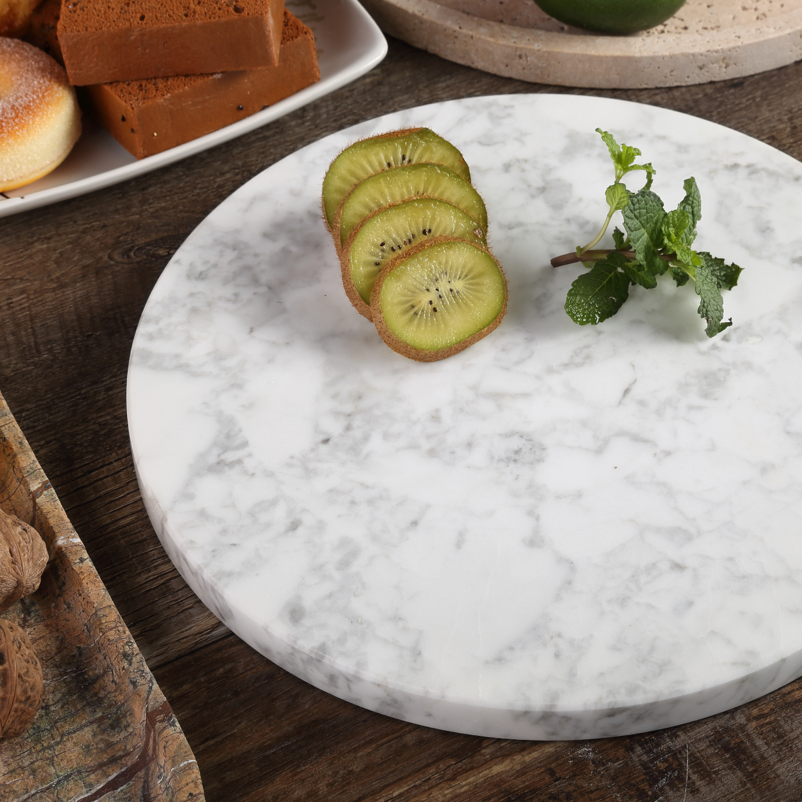 Round Pastry Board - Marble (Bianco Carrara)