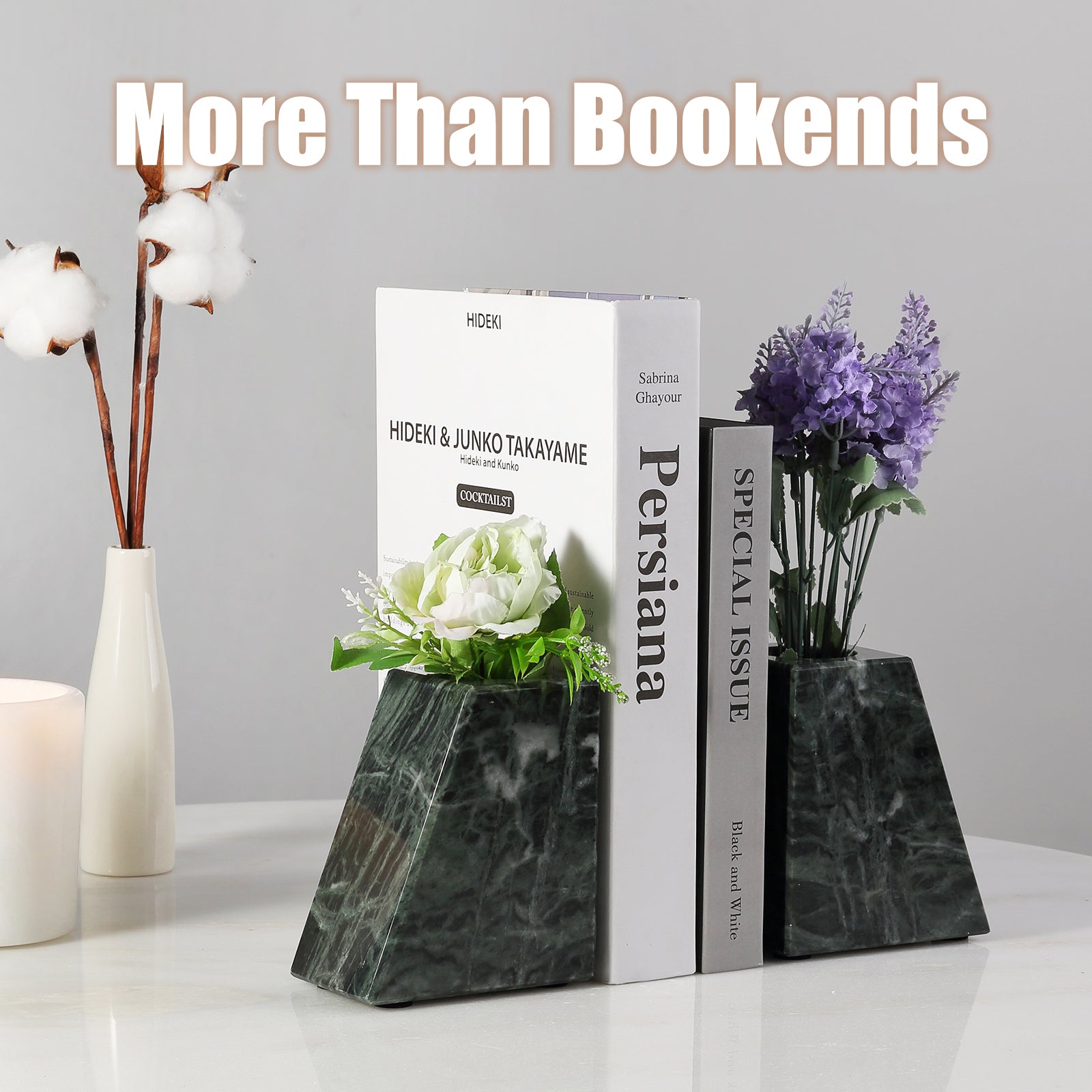 Trapezoid Vase Bookends - Marble (Indian Green)