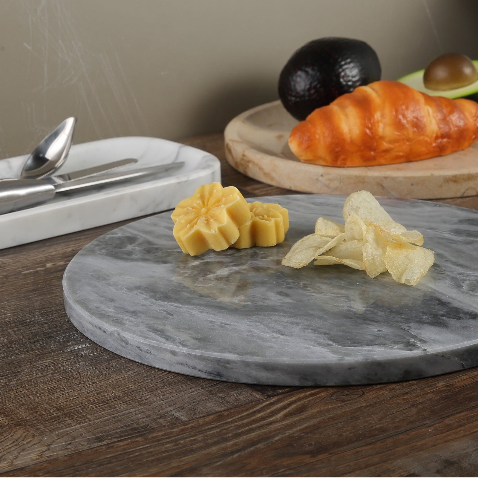 Round Pastry Board - Marble (Rhino Grey)