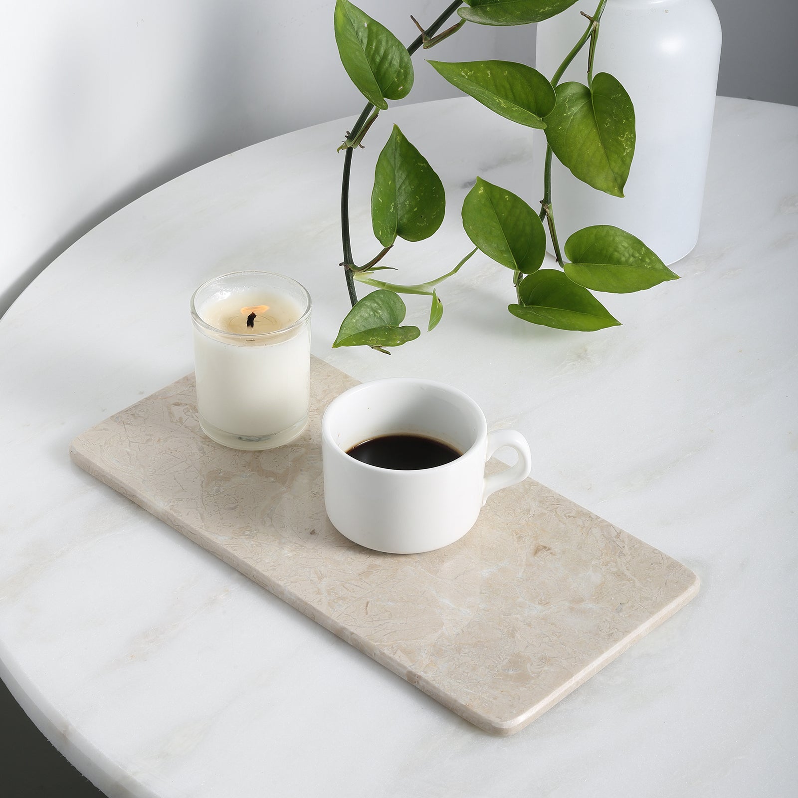 Rectangular Plate 2 Pcs - Marble (Crema Beige)