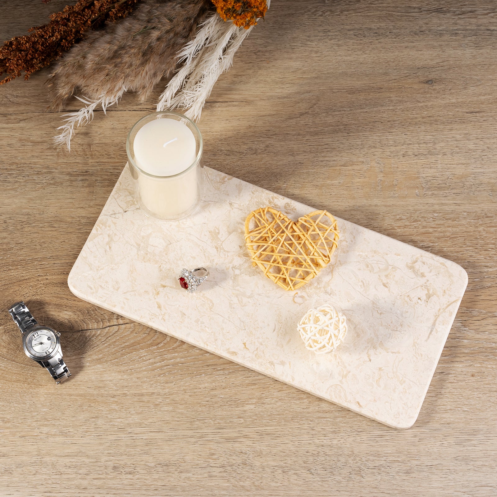 Rectangular Plate 2 Pcs - Marble (Crema Beige)