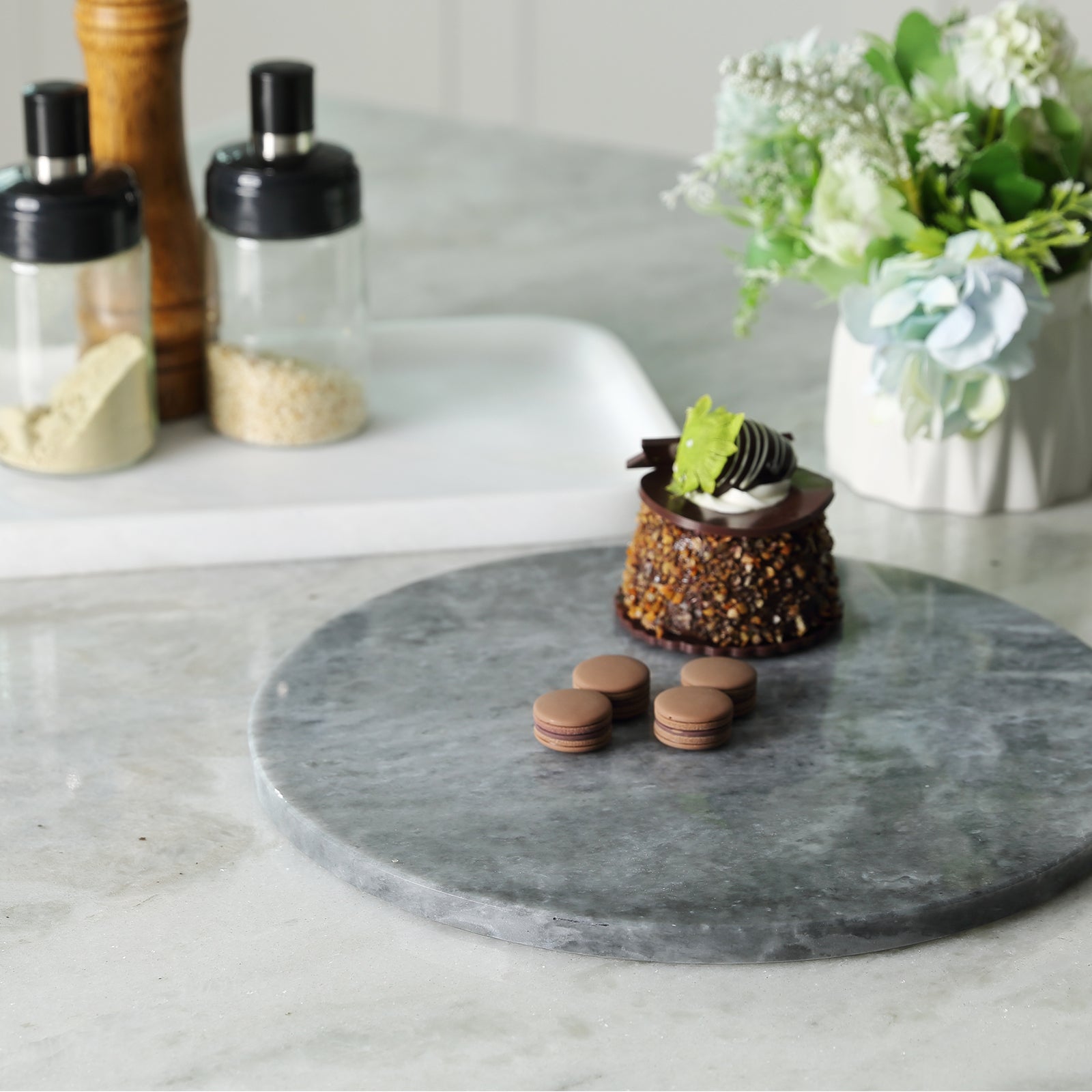 Round Pastry Board - Marble (Rhino Grey)