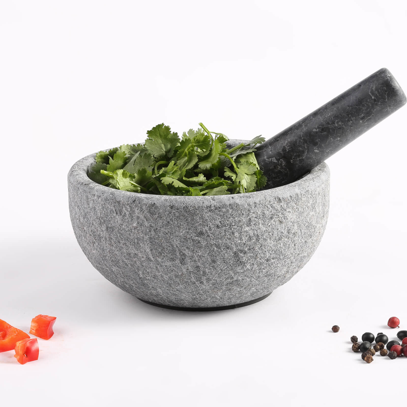 Koville-Granite-Mortar-Pestle-Set-7in-Angola-Silver-Black-Grinder-Bowl