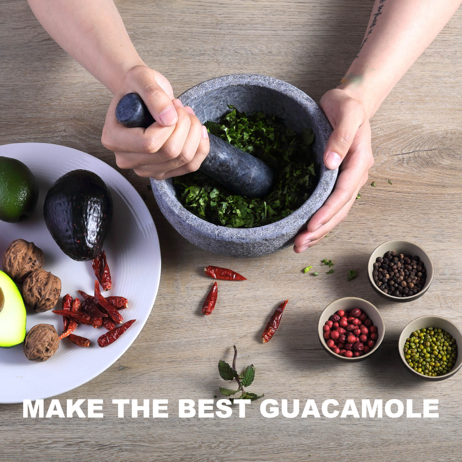 Koville-Granite-Mortar-Pestle-Set-7in-Angola-Silver-Black-Grinder-Bowl
