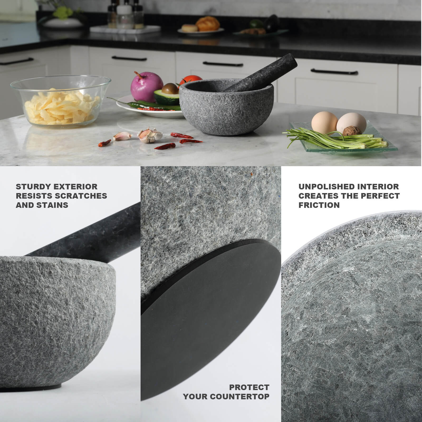 Koville-Granite-Mortar-Pestle-Set-7in-Angola-Silver-Black-Grinder-Bowl